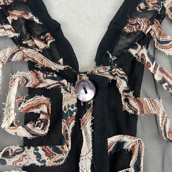 Tantrums Vintage Sheer Geometric Print Long Sleeve Button Up Blouse Top Size 1X - Picture 8 of 11